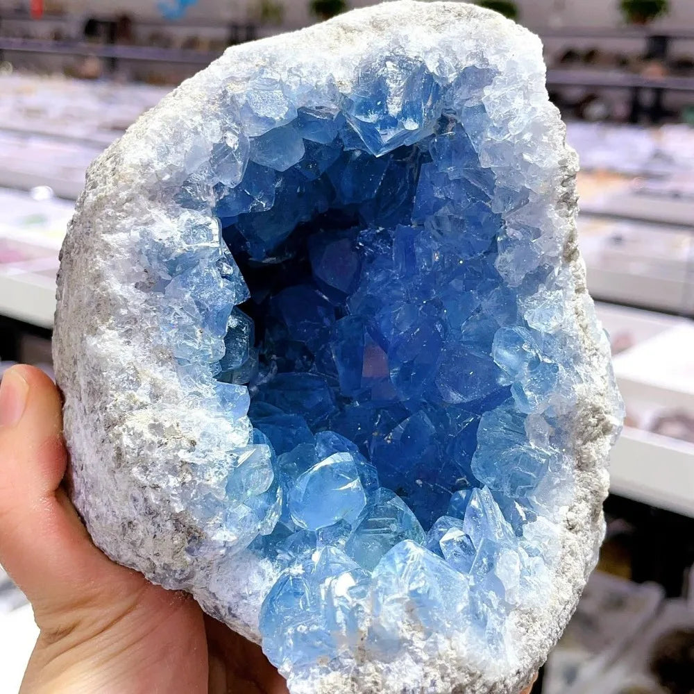 3-4kg Huge Big Celestite Geode Cluster Crystal Stones Piedras  Crystals and Stones Healing Stone  Halloween Decoration