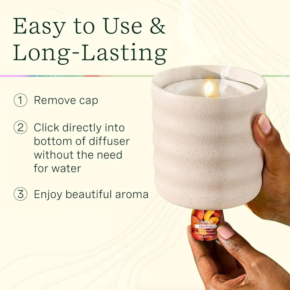 Aromatherapy Essential Oil Diffuser with 2 Wick Essential Oil Blends - Cordless & Water Diffuser or Home - Scented Electric Cand