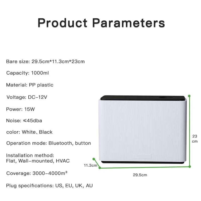Cover Up To 4000m³ 1000ML Fragrance Diffuser WIFI Bluetooth Smart Scent Air Machine for Home Hotel Spa HVAC Aroma Diffuser