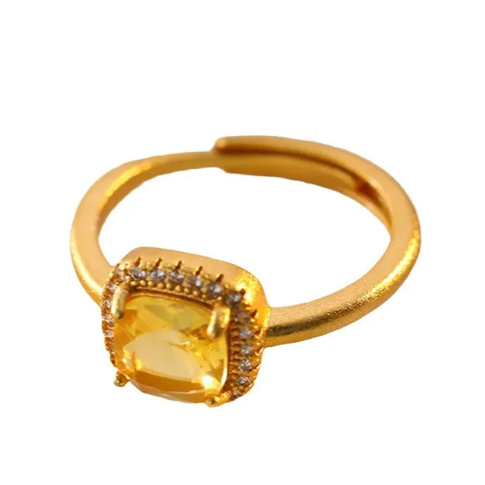 Square Adjustable Ring 24K Gold 999