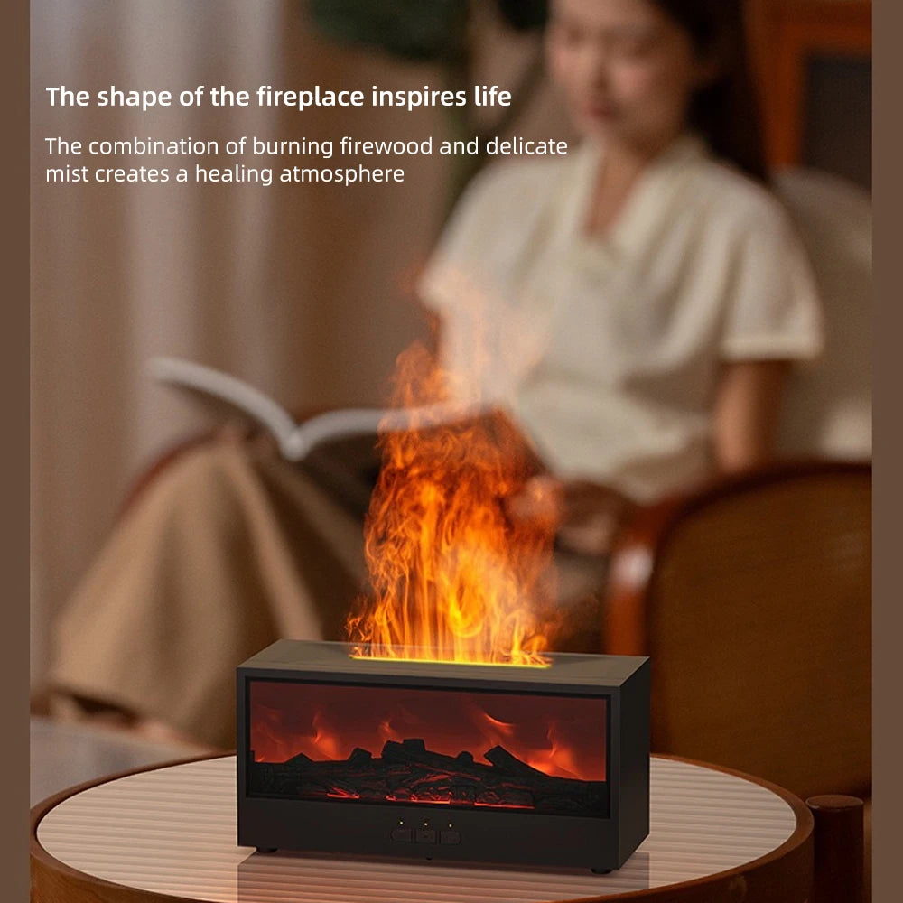 DTCTK Flame Aroma Humidifier – Winter Dry Air Relief & Summer Essential Oil Diffuser with Calming Night Light