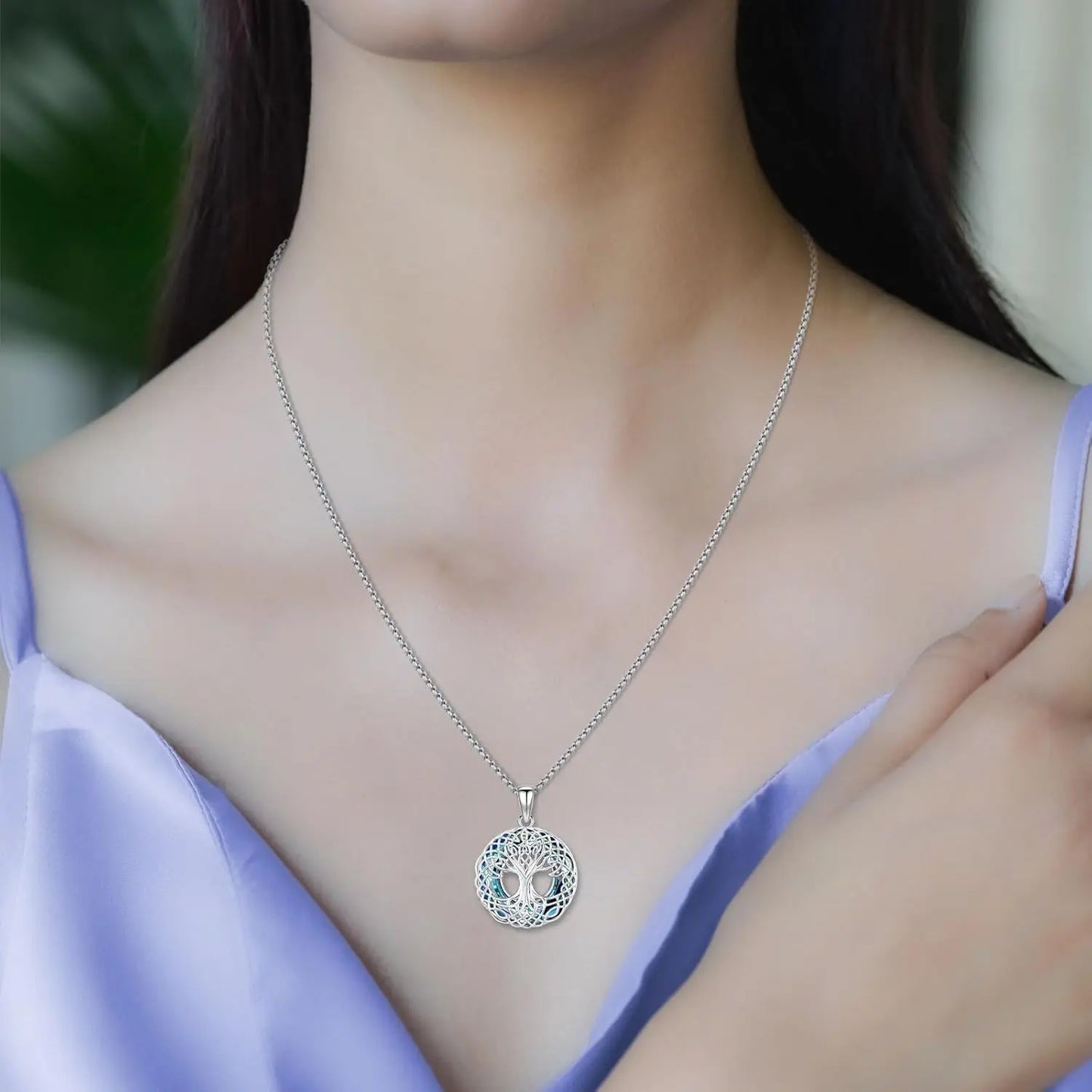 DRINSPER 925 Sterling Silver Tree Of Life Necklace Pendant