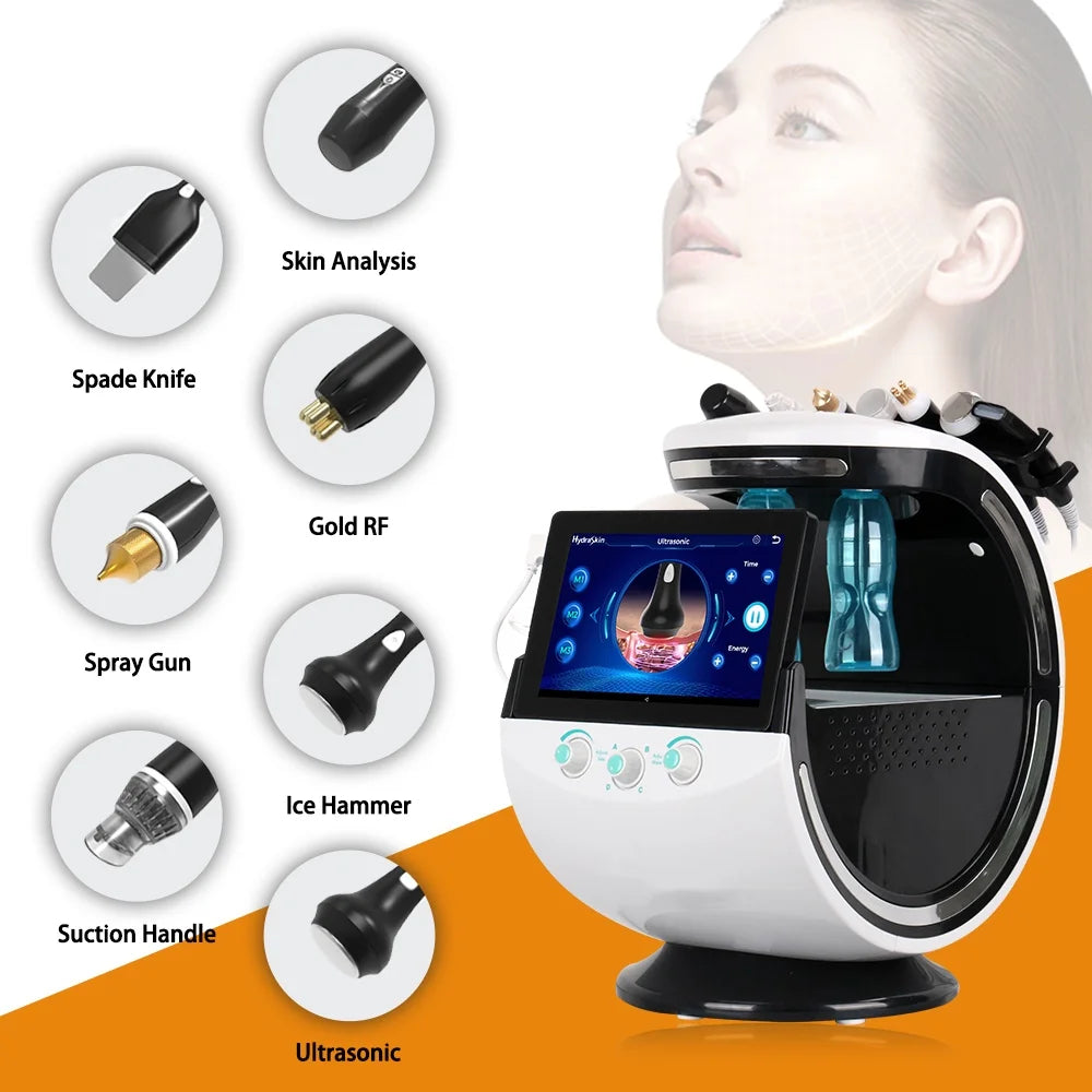 7-in-1 Skin Ultrasonic Rejuvenation Microdermabrasion Hyperbaric Oxygen Facial Machine Deep Facial Care Smart Ice Blue Beauty