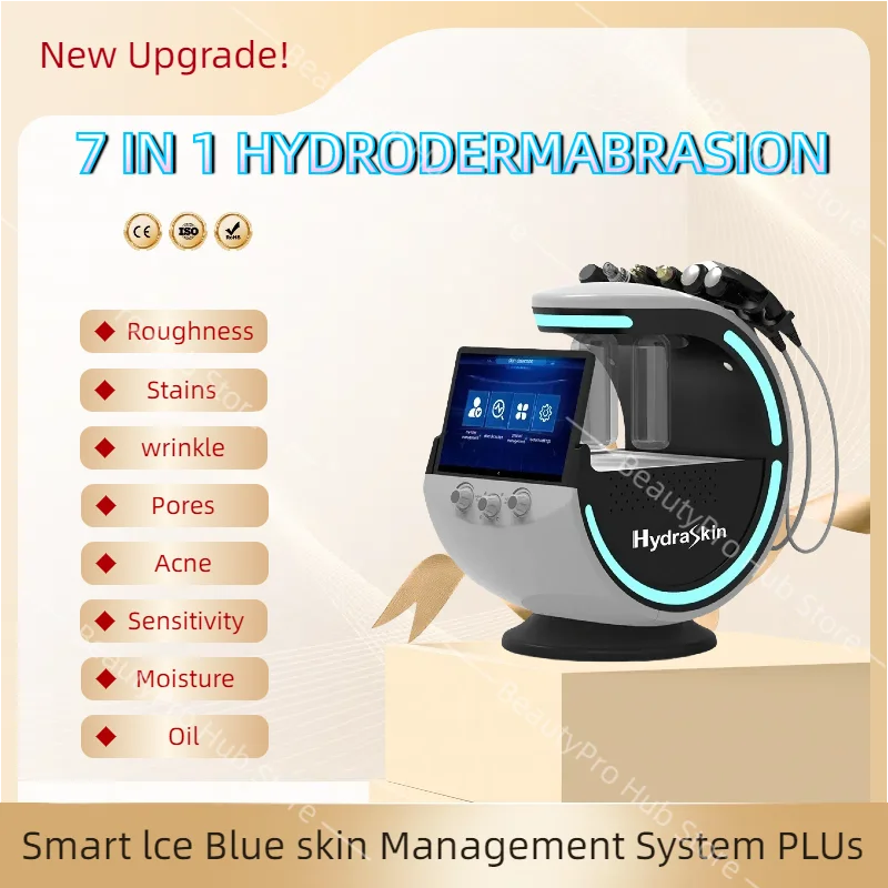 7-in-1 Skin Ultrasonic Rejuvenation Microdermabrasion Hyperbaric Oxygen Facial Machine Deep Facial Care Smart Ice Blue Beauty