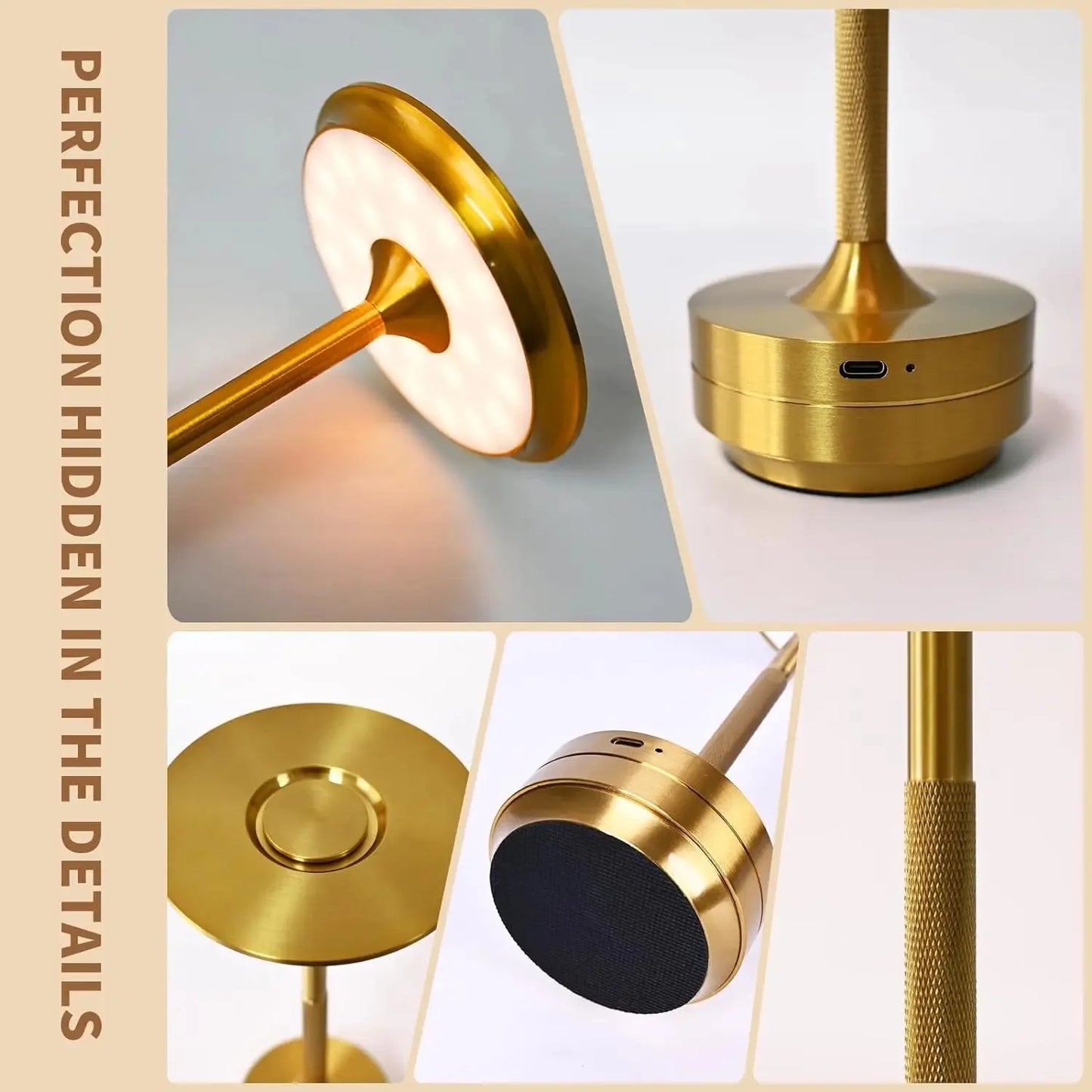 HPH LED Desk Lamp USB Touch Dimming Metal Night Light For Coffee Bar