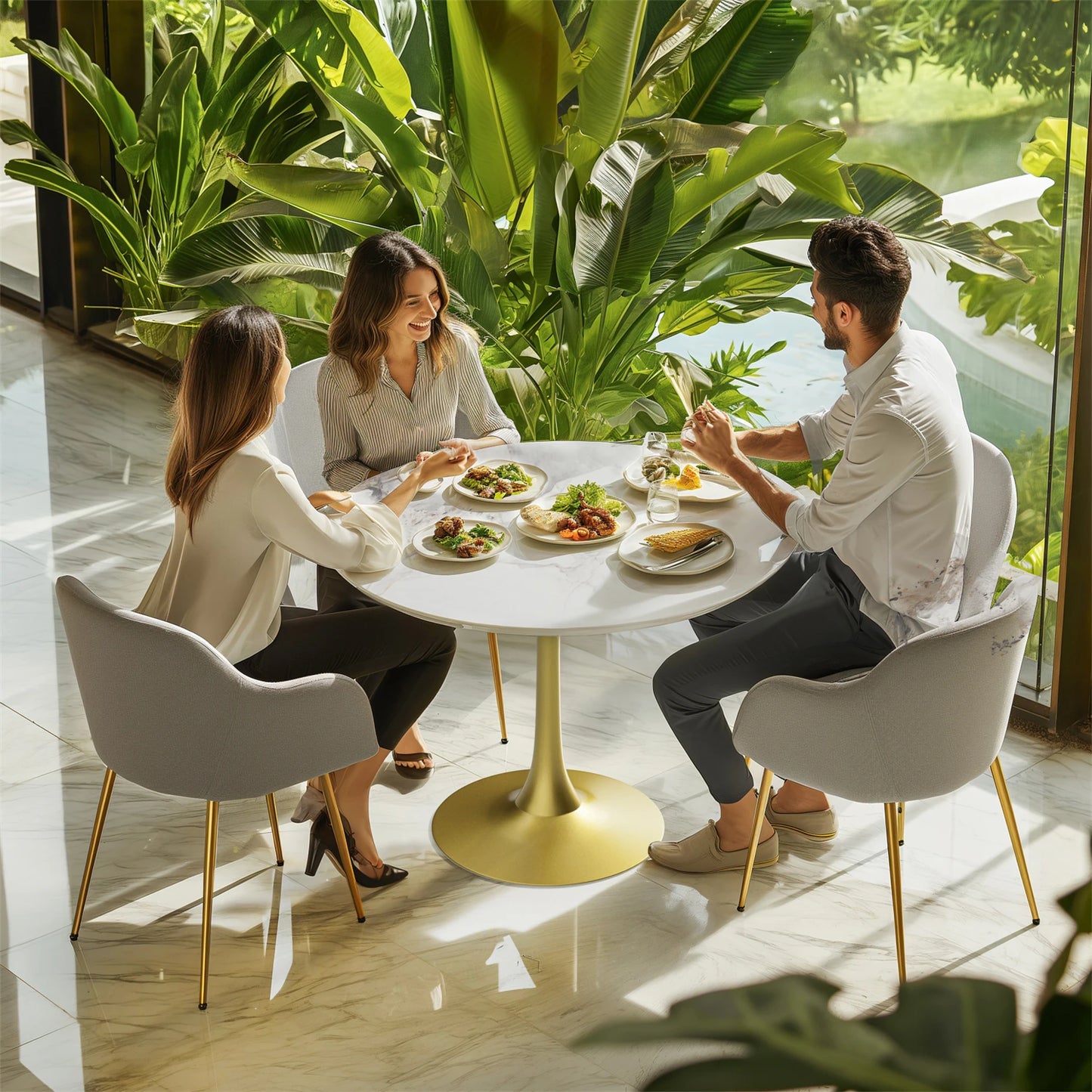 Round Dining Table With Sintered Stone