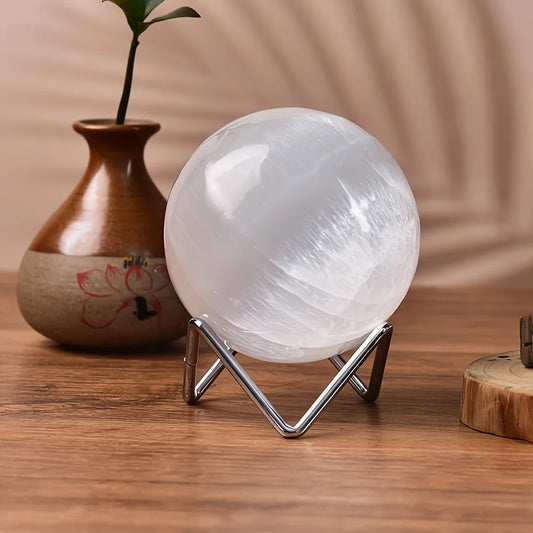 CrystalHola Selenite Sphere Natural Stone Ball For Home Office Decor