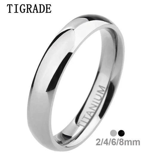TIGRADE Titanium Unisex Wedding Band Polished Classic Ring