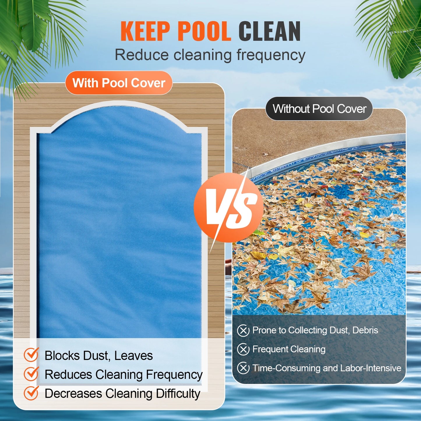 SucceBuy Solar Pool Cover Rectangle Solar Blanket for Pools Inground Above Ground Swimming Pool Solar Cover 12 mil Solar Covers