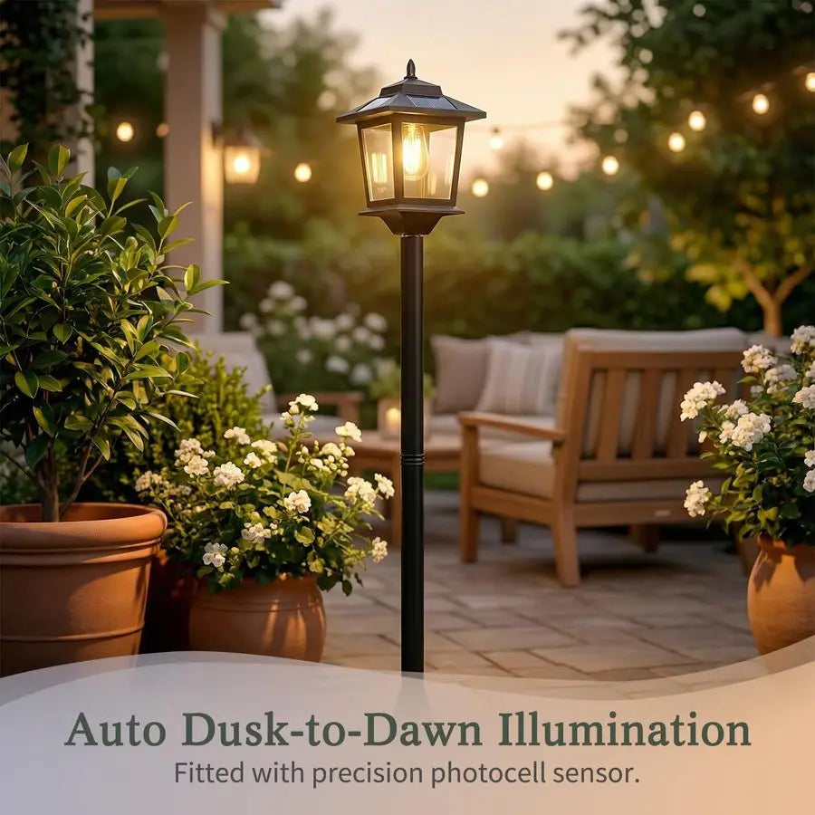 Outdoor Solar Post Lights, 2Pack 63 Dusk to Dawn Solar Lamp Posts, Waterproof Floor Lamps, Warm White Pole Lights for Patio wit