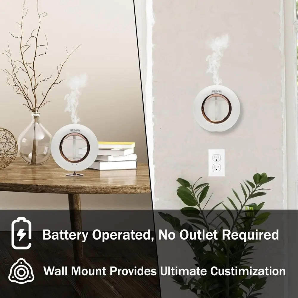 Battery Operated Aromatherapy Diffuser with Water, Essential Oil Diffuser for Bedroom, Wireless Scent Diffuser, Air Freshener Sp