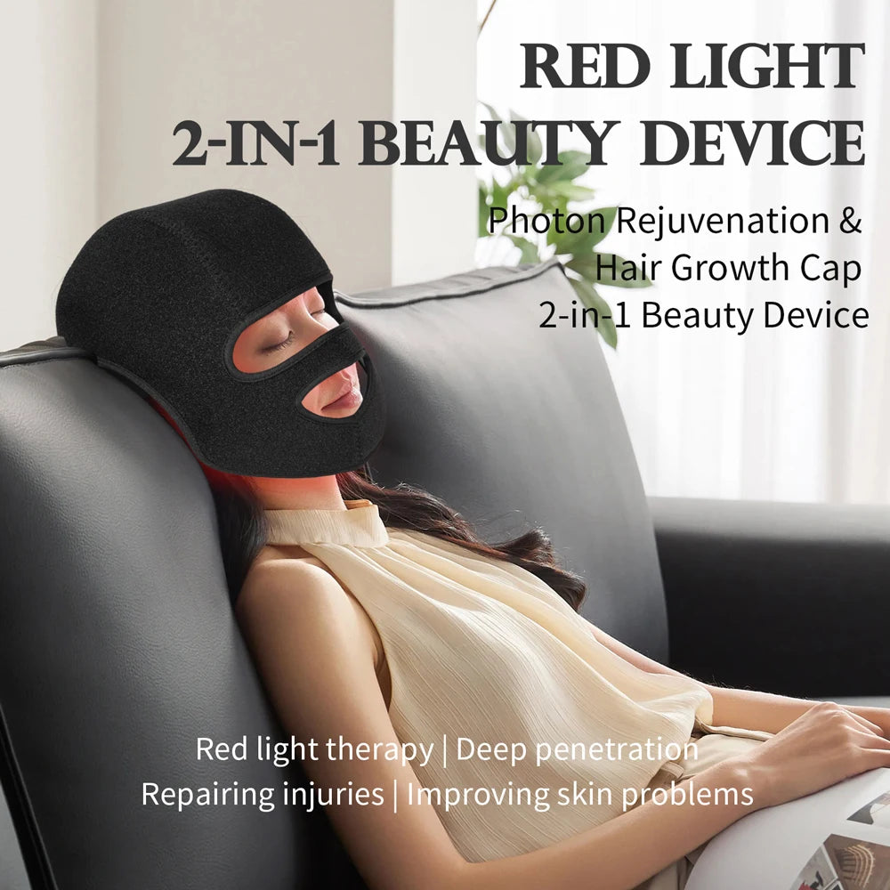 Hair Growth Device LED Face Mask LLLT 4 Colors 660nm 850nm Skin Rejuvenation&Whiten Anti Aging Prevent Hair Loss& Nourish Hair