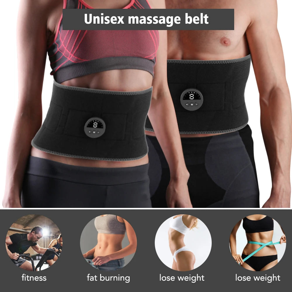 Electric Abdominal Toning Belt EMS Body Slimming Massage Belt Heating Warm Belly Abdomen Muscle Stimulator Fitness Weight Lose