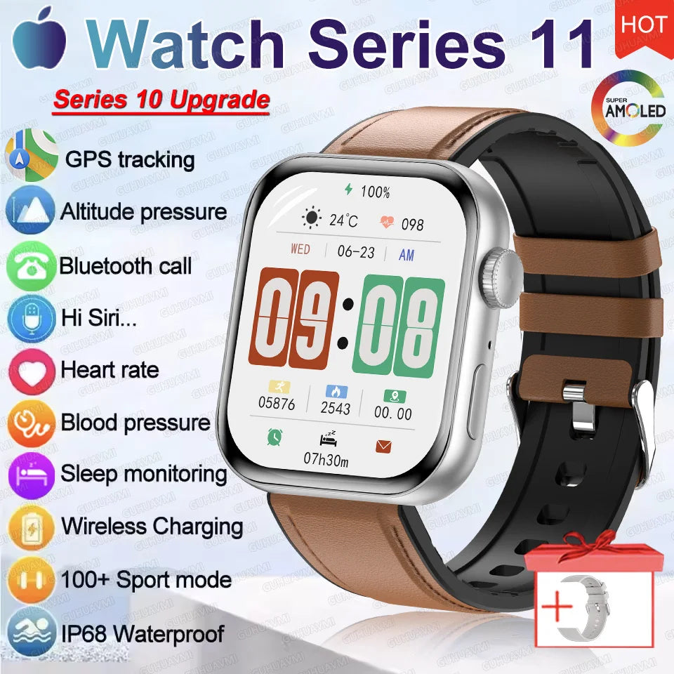 2026 New Original Watch Series 11 Women Smart Watch Bluetooth Call NFC IP68 Waterproof HD AMOLED Screen GPS Track Men Smartwatch