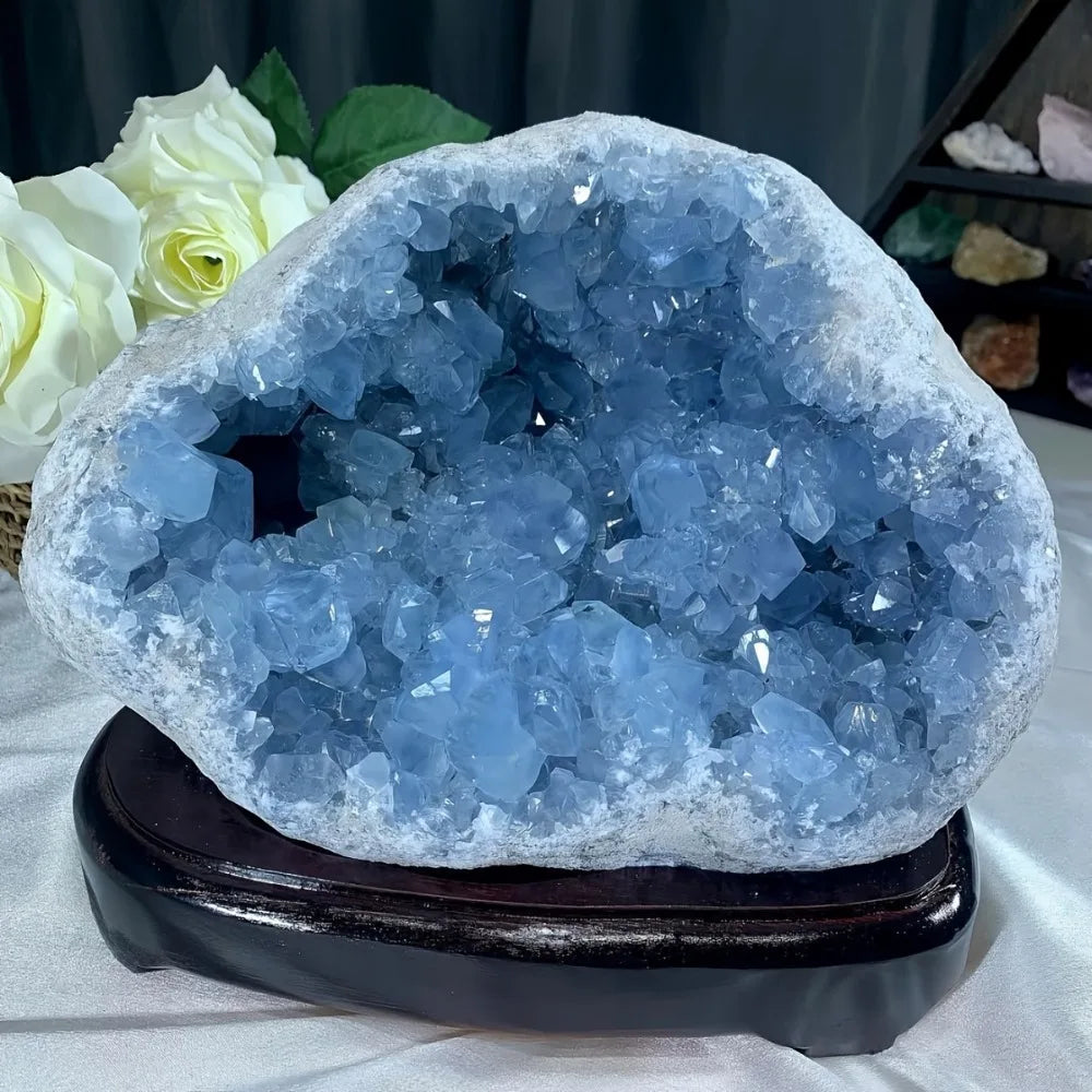 3-4kg Huge Big Celestite Geode Cluster Crystal Stones Piedras  Crystals and Stones Healing Stone  Halloween Decoration