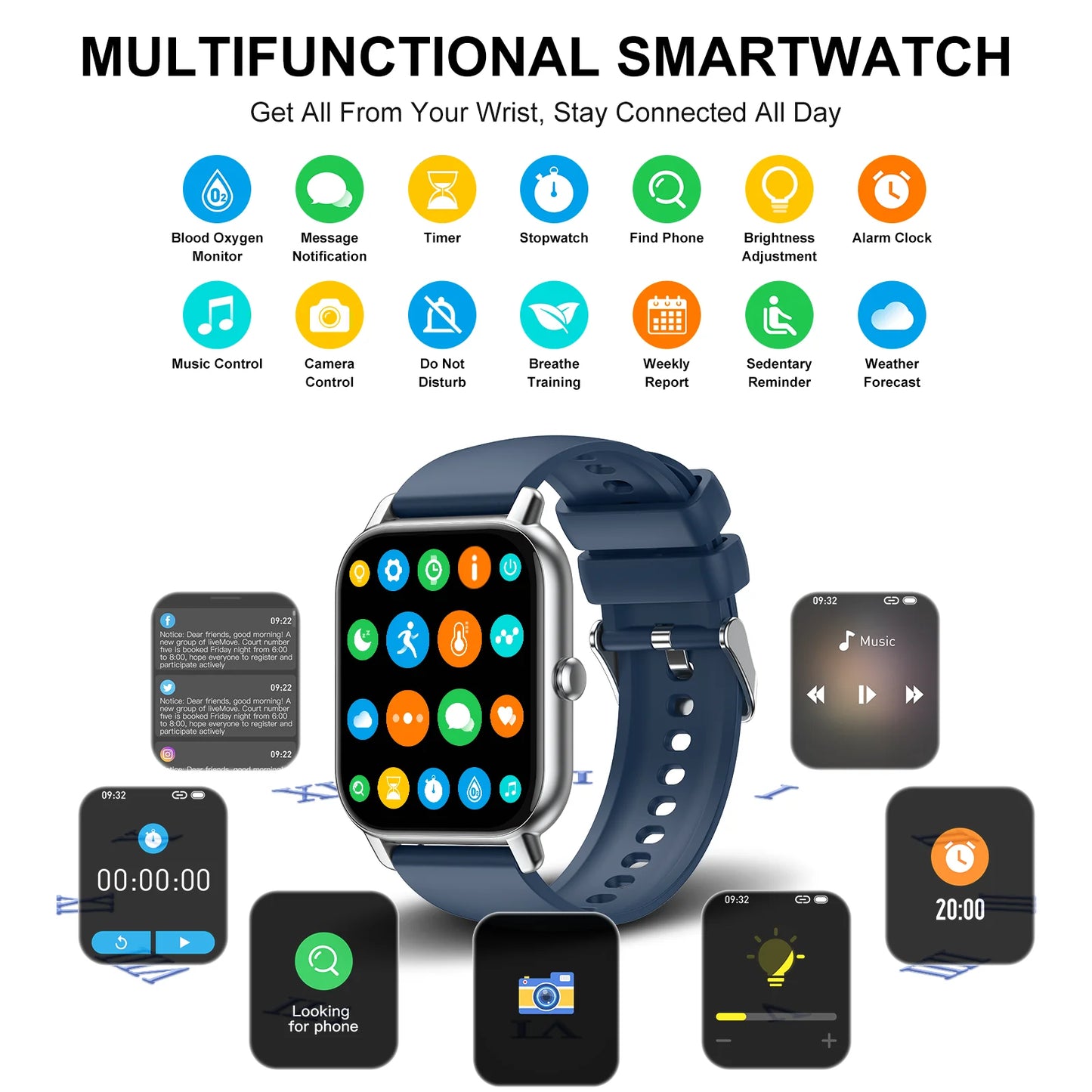Smart Watch, 1.85" Smartwatch for  IP68 Waterproof, 110+ Sport Modes, Fitness Activity Tracker, Heart Rate Sleep Monitor.