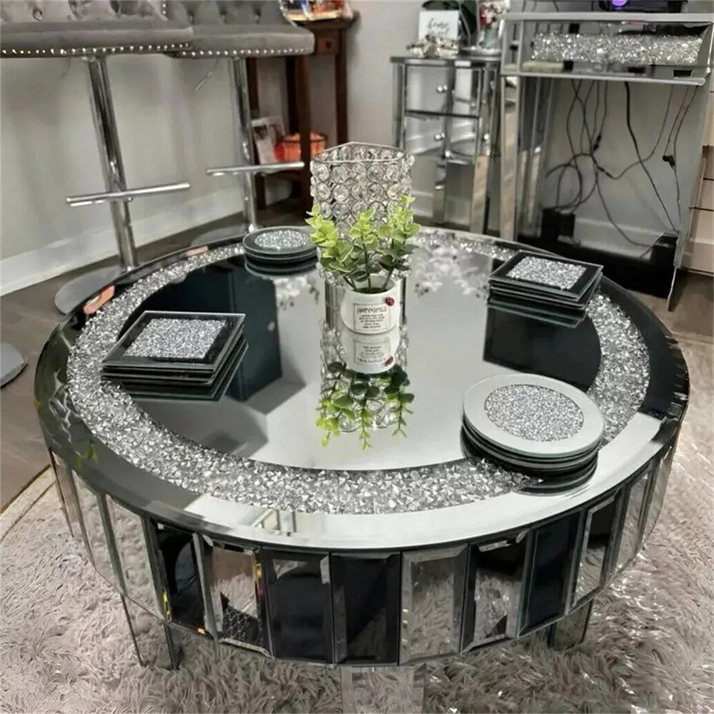 Crushed Crystal Mirrored Coffee Table