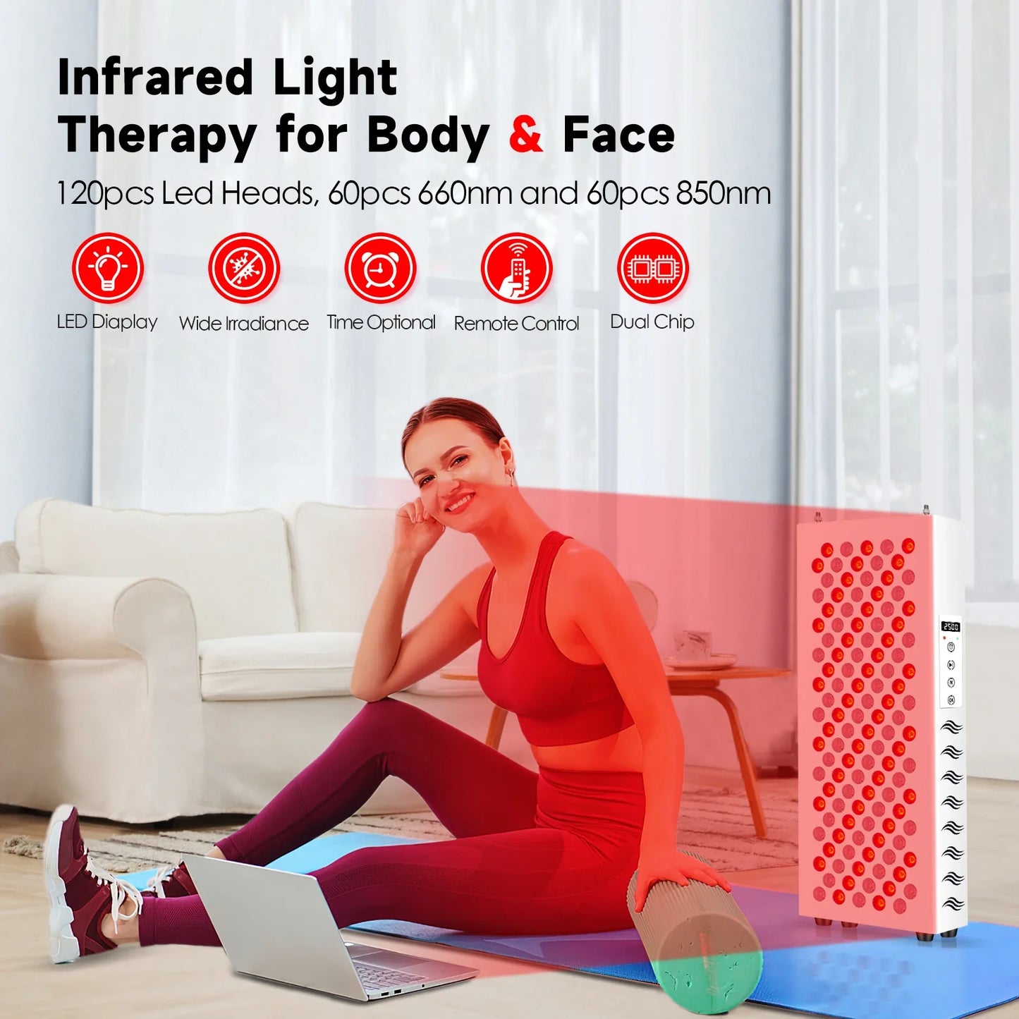 Red Light Therapy for Body Face Panel Lamp 850nm 660nm 600W Near Infrared Light LED Health Beauty Devices For Face Body Muscle