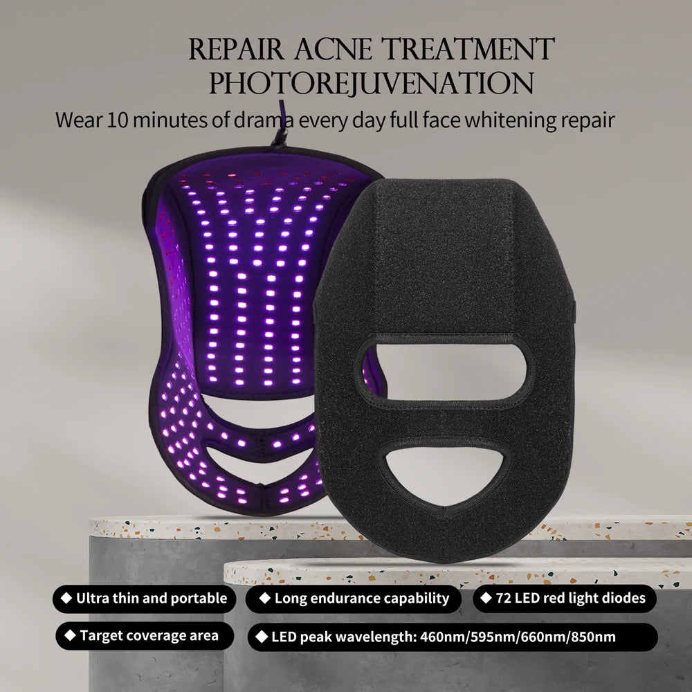 Hair Growth Device LED Face Mask LLLT 4 Colors 660nm 850nm Skin Rejuvenation&Whiten Anti Aging Prevent Hair Loss& Nourish Hair