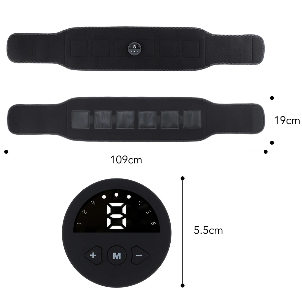 Electric Abdominal Toning Belt EMS Body Slimming Massage Belt Heating Warm Belly Abdomen Muscle Stimulator Fitness Weight Lose